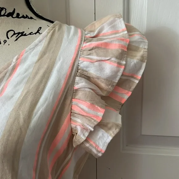 NWT Vineyard Vines coral & tan striped v neck dress sz medium - Picture 8 of 13